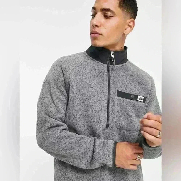 The North Face Gordon Lyons Men’s 1/4 Quarter Zip Knit Woven Sweater Gray S - Picture 1 of 15